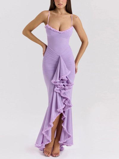 Off-Shoulder Mesh Maxikleid