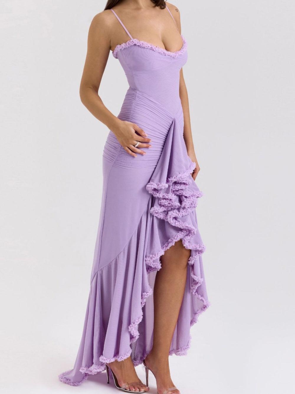 Off-Shoulder Mesh Maxikleid