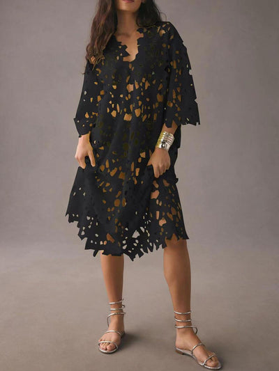Lace Strand Midi Kleid
