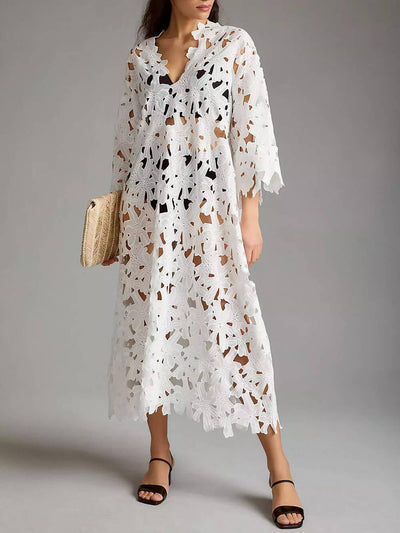 Lace Strand Midi Kleid
