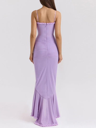 Off-Shoulder Mesh Maxikleid