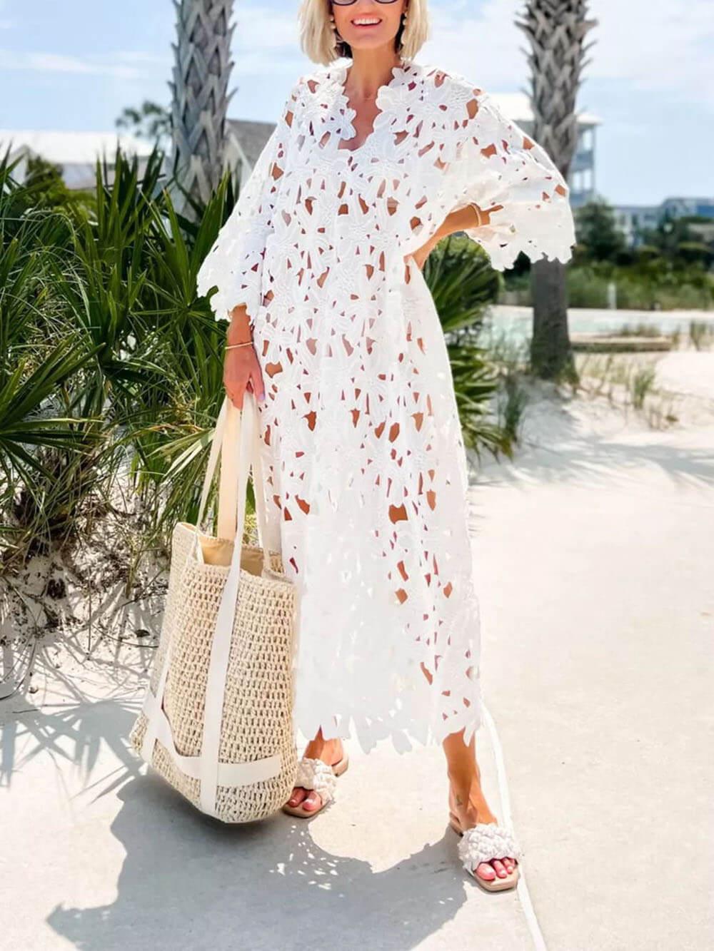 Lace Strand Midi Kleid