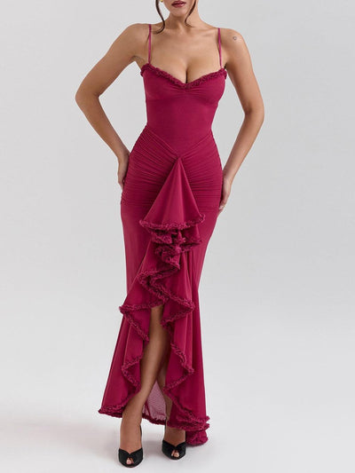 Off-Shoulder Mesh Maxikleid
