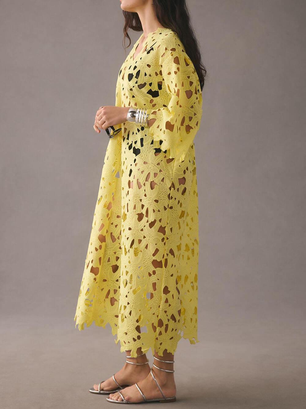 Lace Strand Midi Kleid