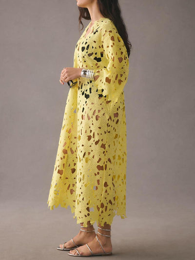 Lace Strand Midi Kleid