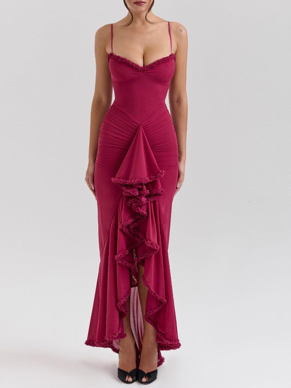 Off-Shoulder Mesh Maxikleid