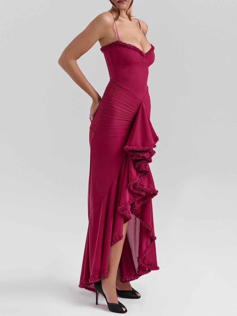 Off-Shoulder Mesh Maxikleid