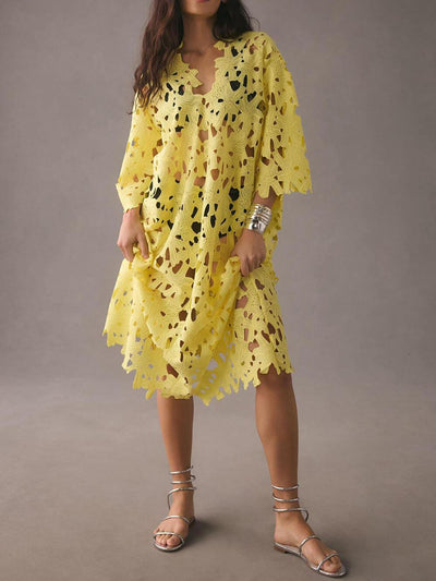 Lace Strand Midi Kleid