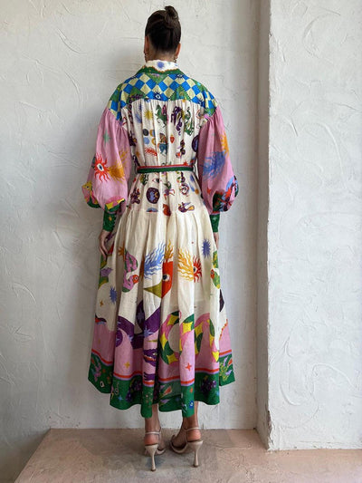Faltiges Langarm-Loses Kleid
