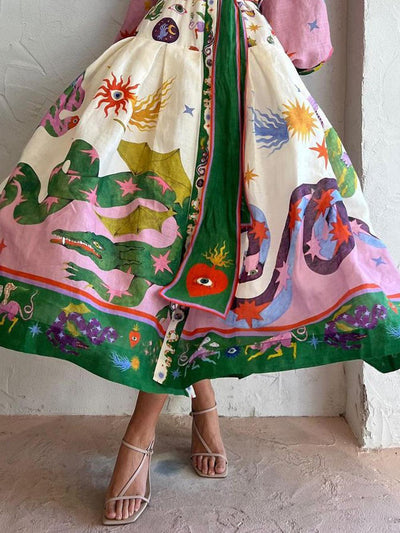 Faltiges Langarm-Loses Kleid