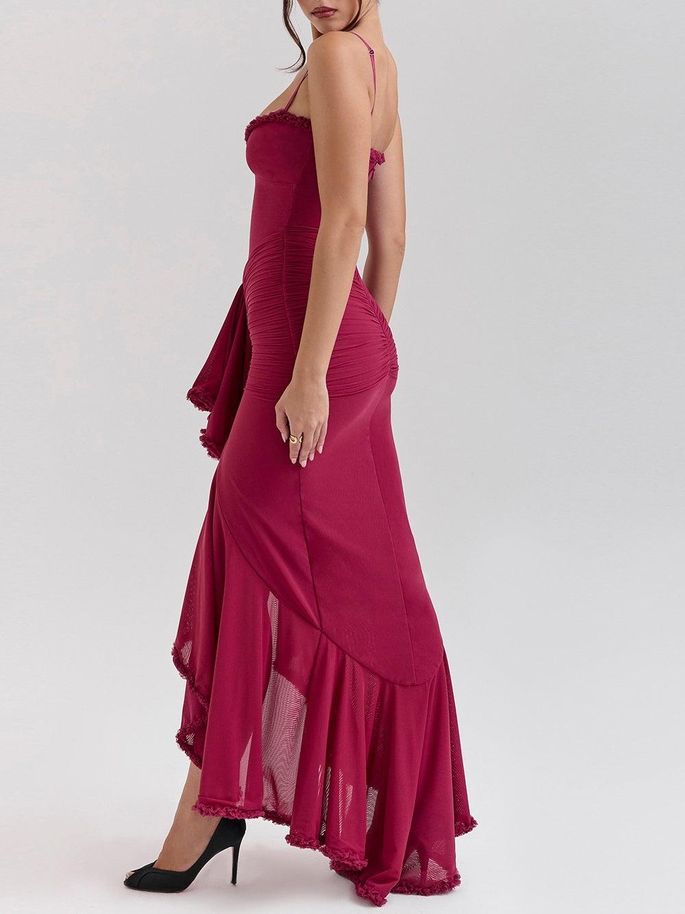 Off-Shoulder Mesh Maxikleid
