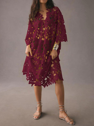 Lace Strand Midi Kleid
