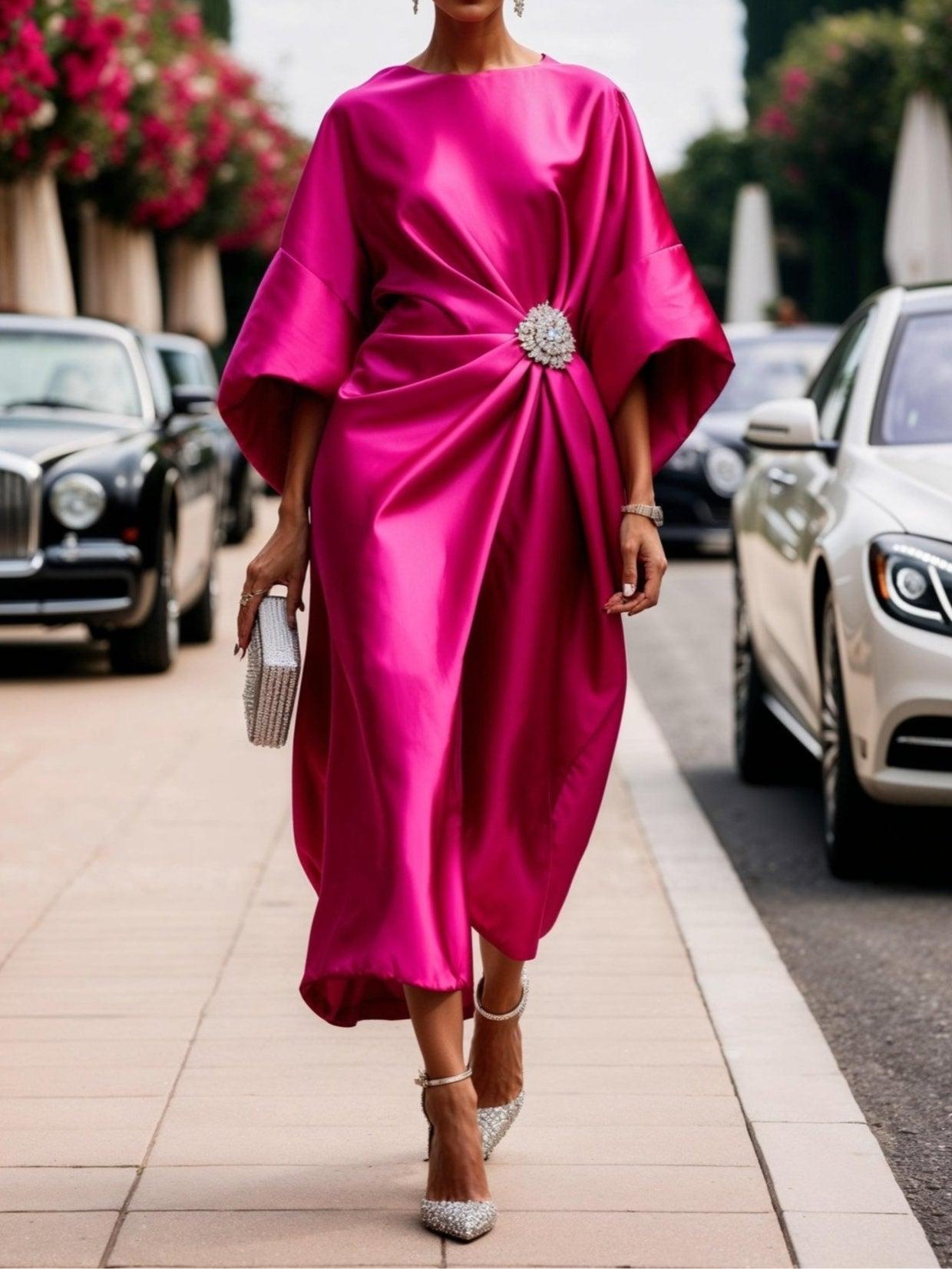 Luxe Shimmer Satin Lange Kleid