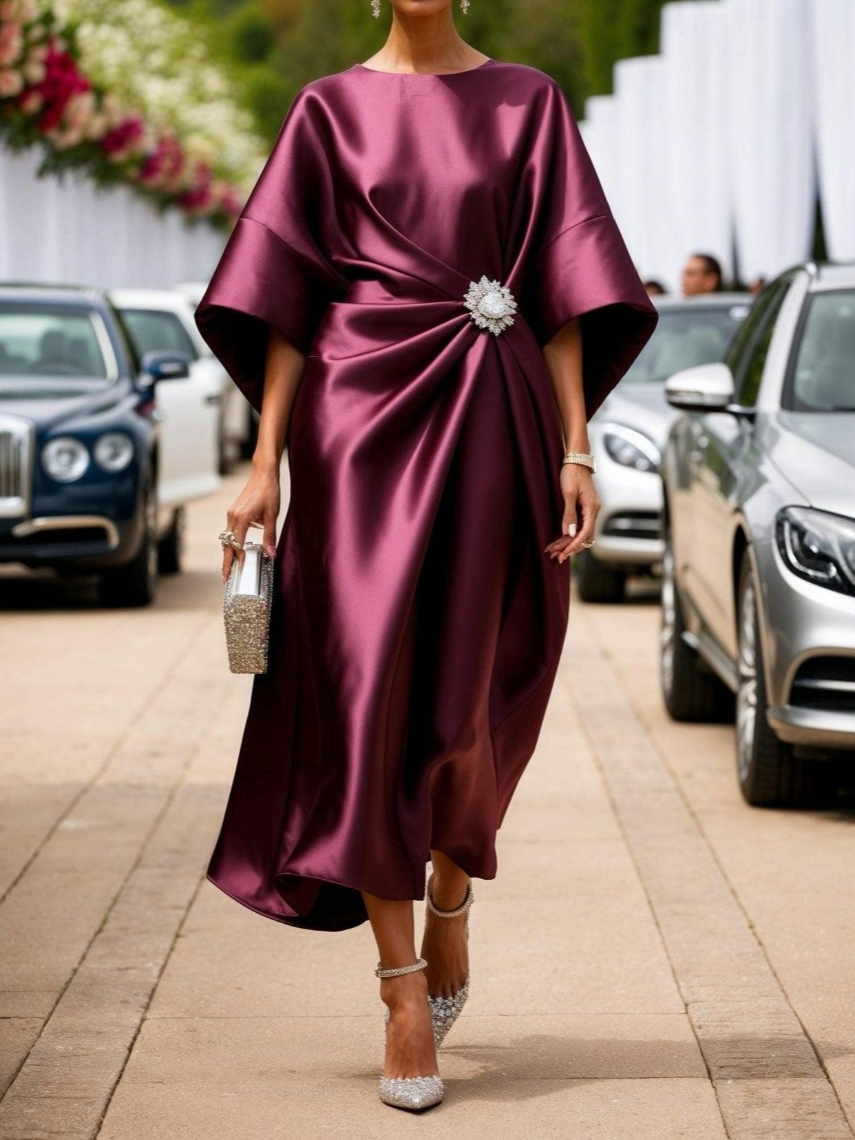 Luxe Shimmer Satin Lange Kleid