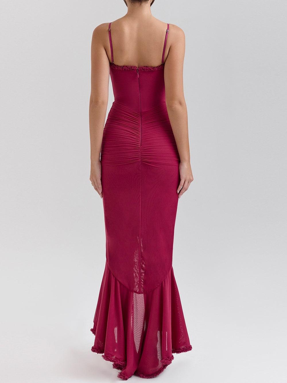 Off-Shoulder Mesh Maxikleid