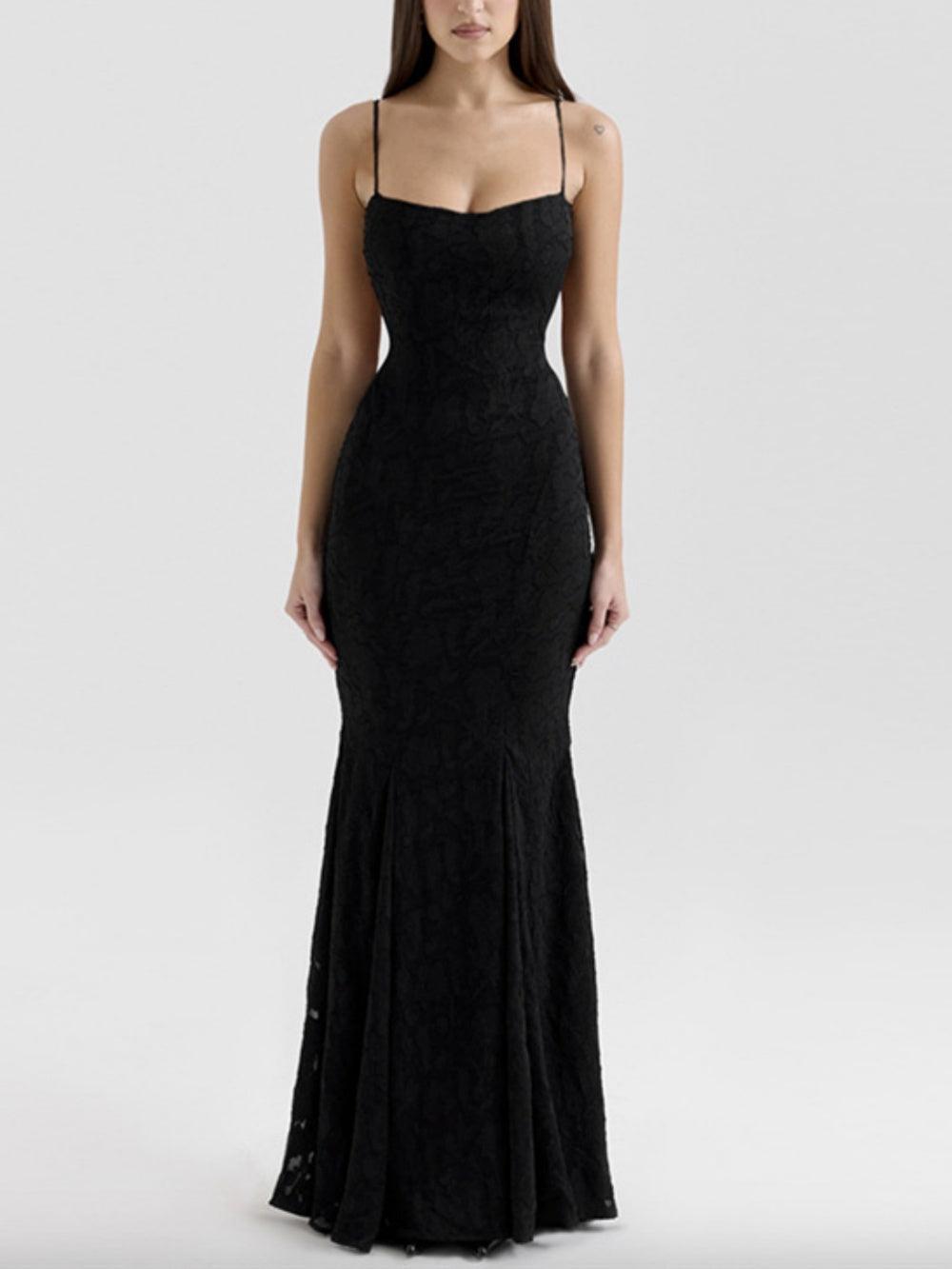 Tie-Back Fischgräten-Maxikleid