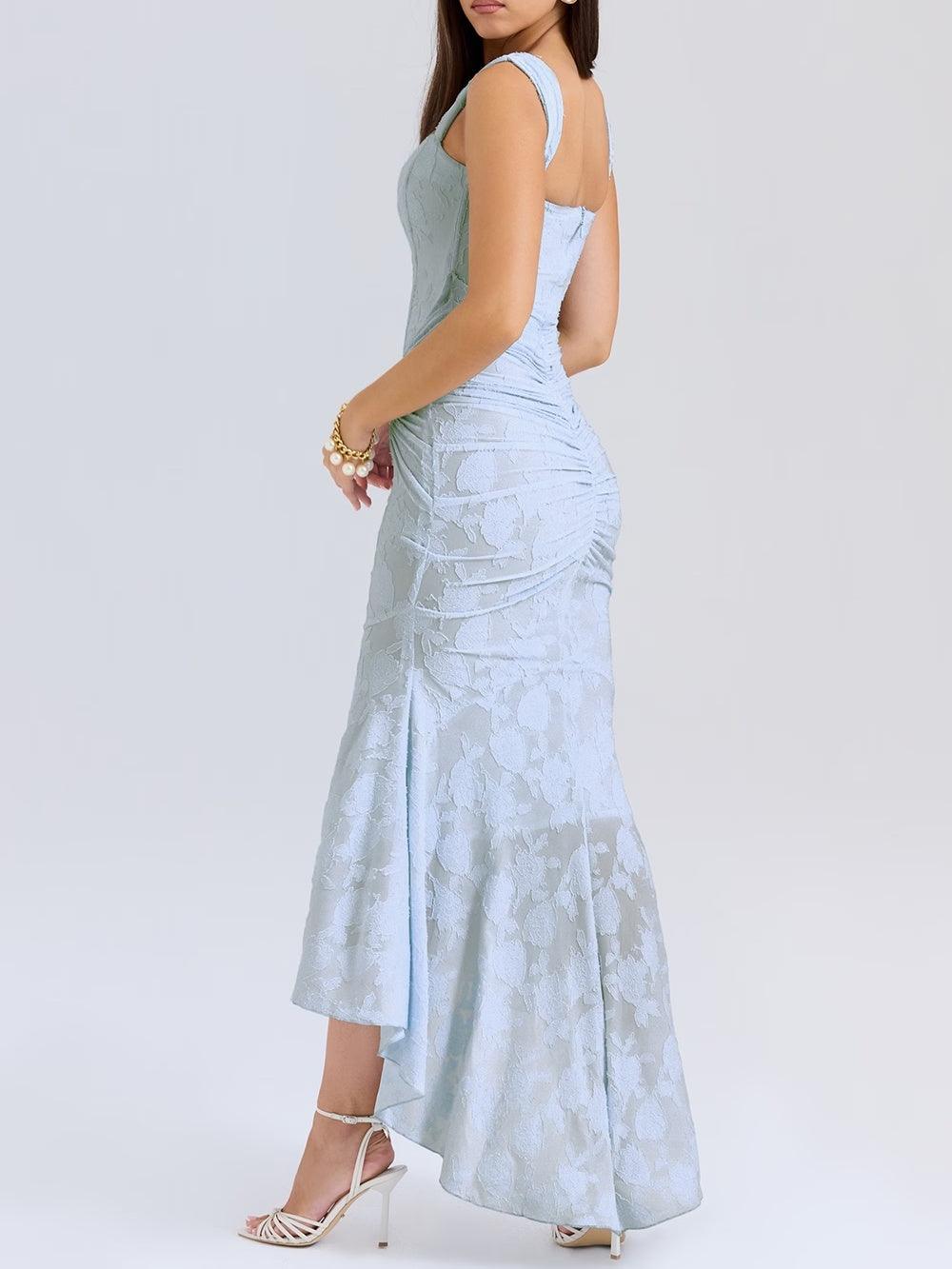 Blaue Glockenblume Floral Maxi-Kleid