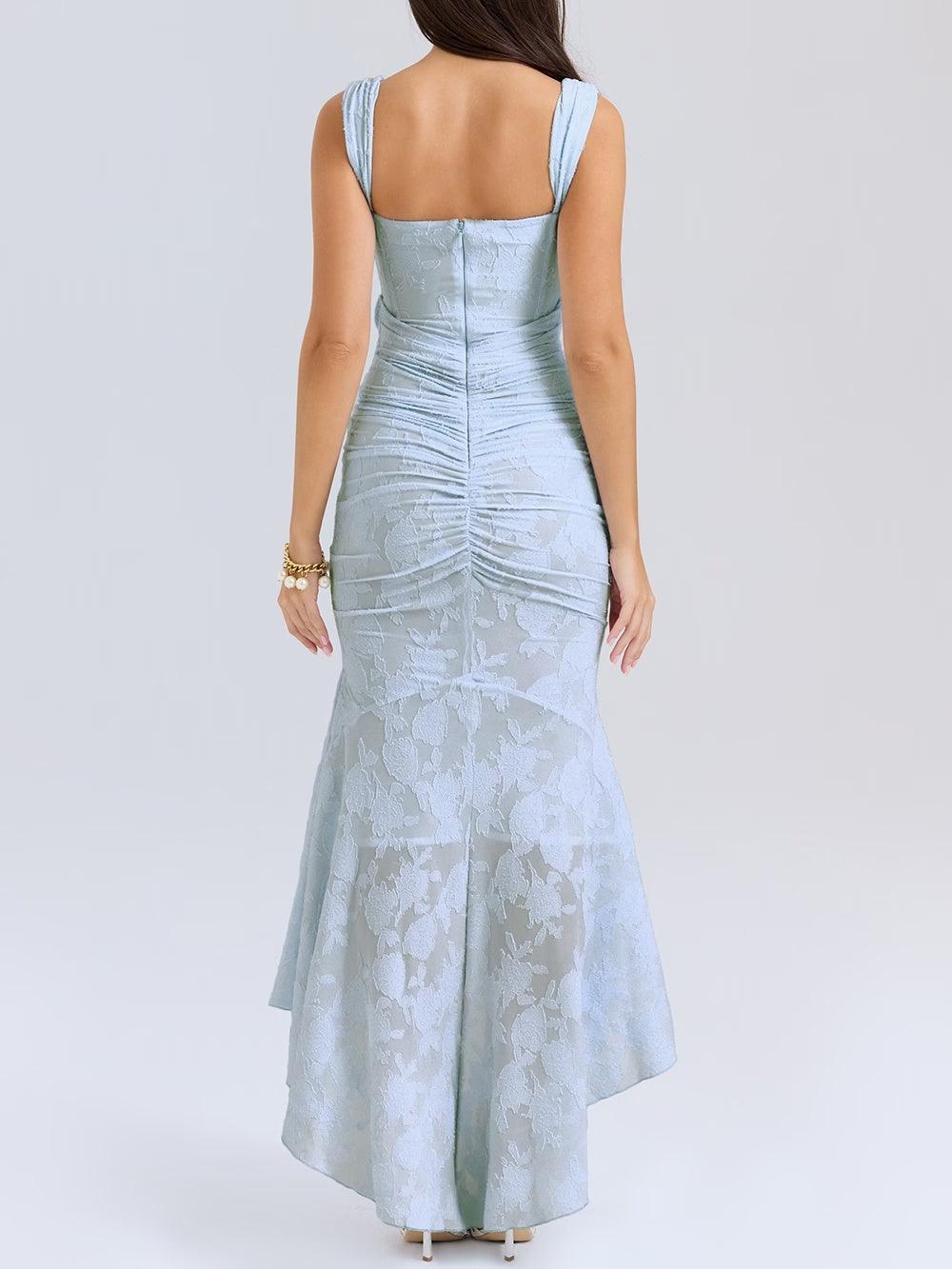 Blaue Glockenblume Floral Maxi-Kleid