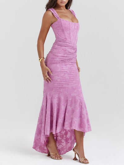 Blaue Glockenblume Floral Maxi-Kleid