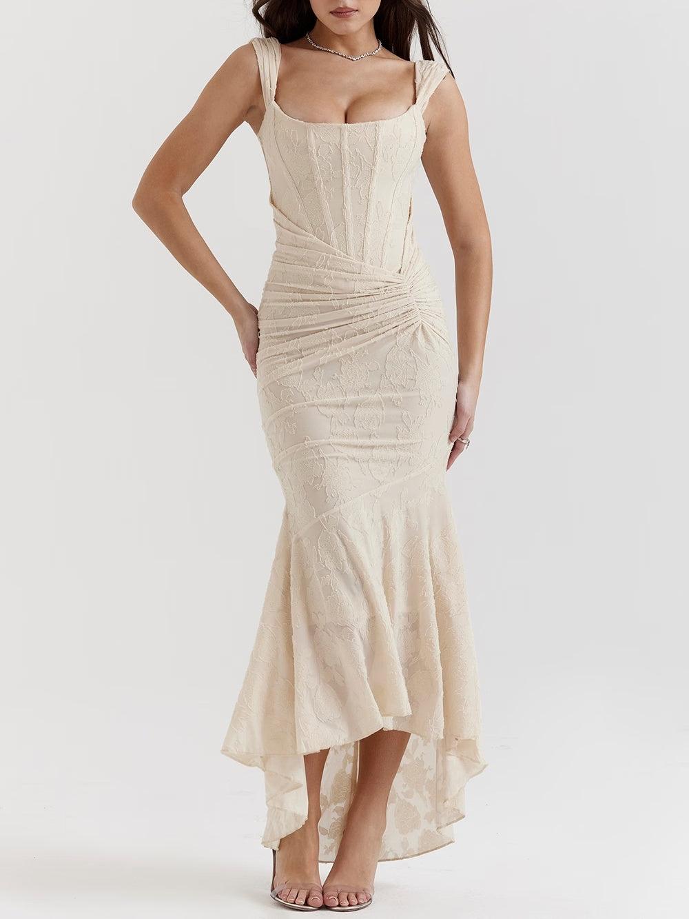 Weißes Glocken-blumiges Maxikleid