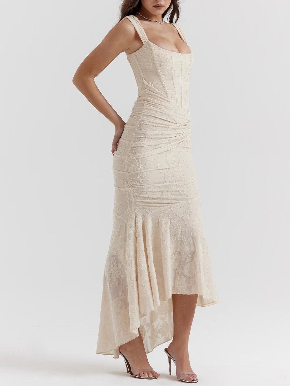 Weißes Glocken-blumiges Maxikleid