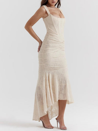 Weißes Glocken-blumiges Maxikleid