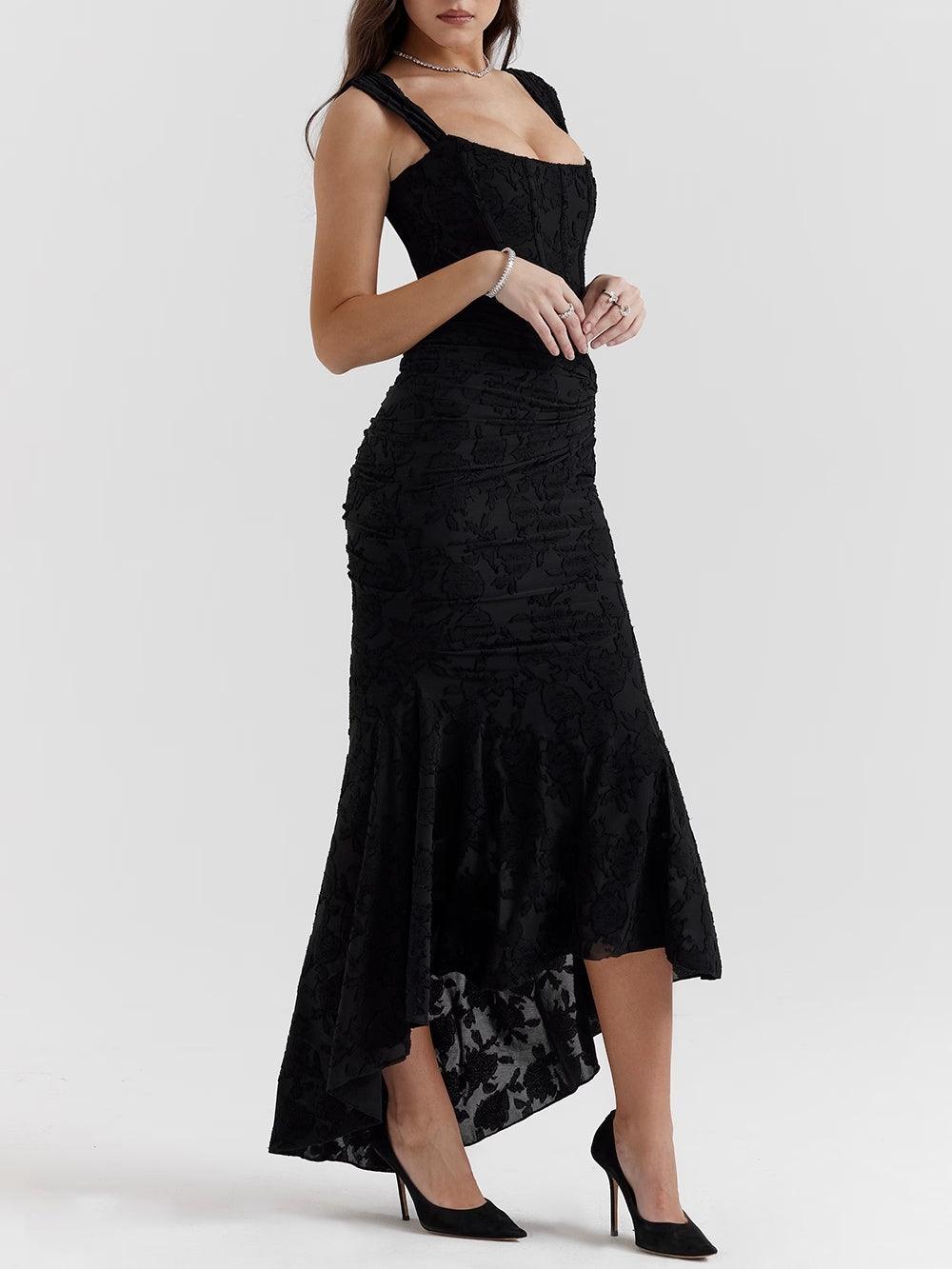 Blaue Glockenblume Floral Maxi-Kleid