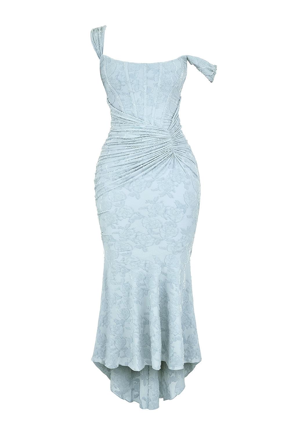 Blaue Glockenblume Floral Maxi-Kleid