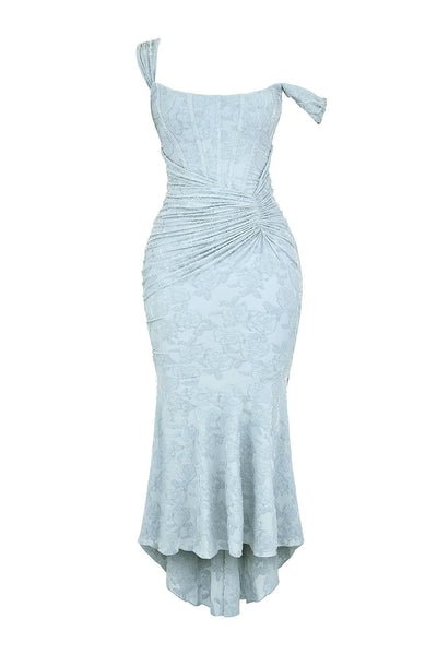 Blaue Glockenblume Floral Maxi-Kleid