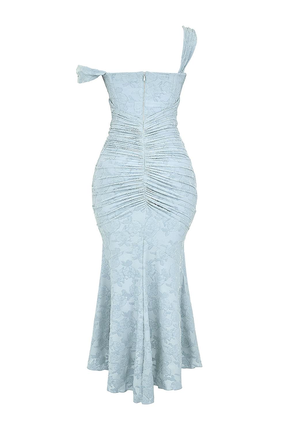 Blaue Glockenblume Floral Maxi-Kleid