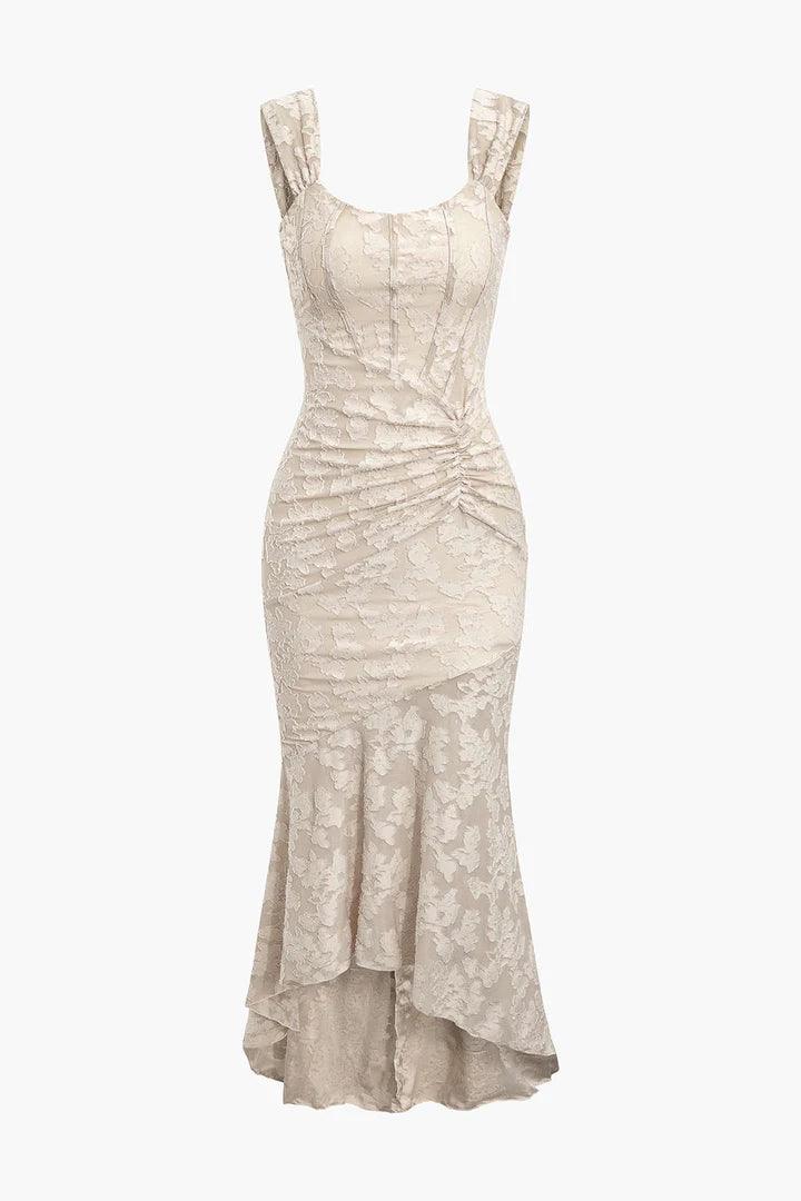 Weißes Glocken-blumiges Maxikleid