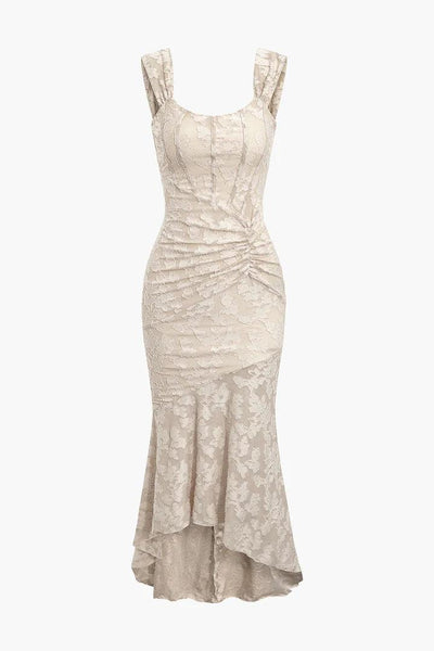 Weißes Glocken-blumiges Maxikleid