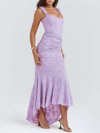 Blaue Glockenblume Floral Maxi-Kleid