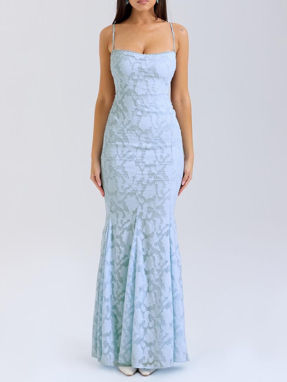 Tie-Back Fischgräten-Maxikleid