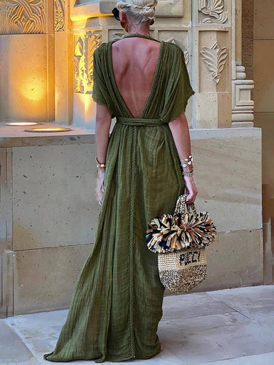 Kimono Drapierte Zöpfe Cover-Up Schlitz Maxi Kleid