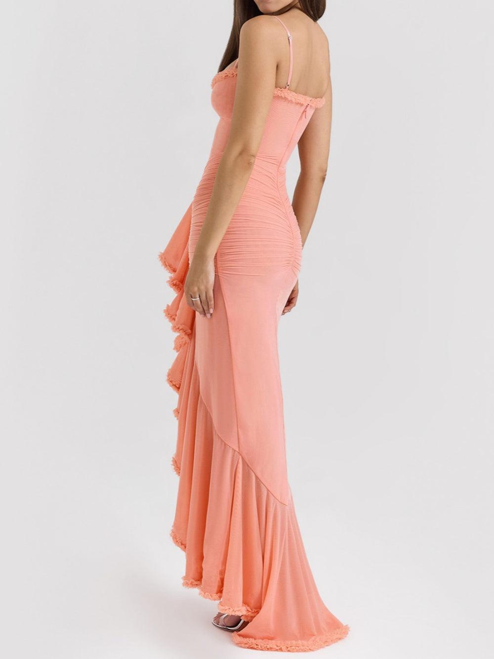 Off-Shoulder Mesh Maxikleid