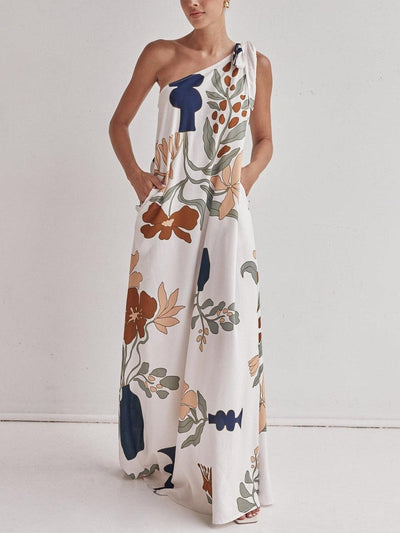 Bedrucktes Maxikleid mit einem Schulterträger
