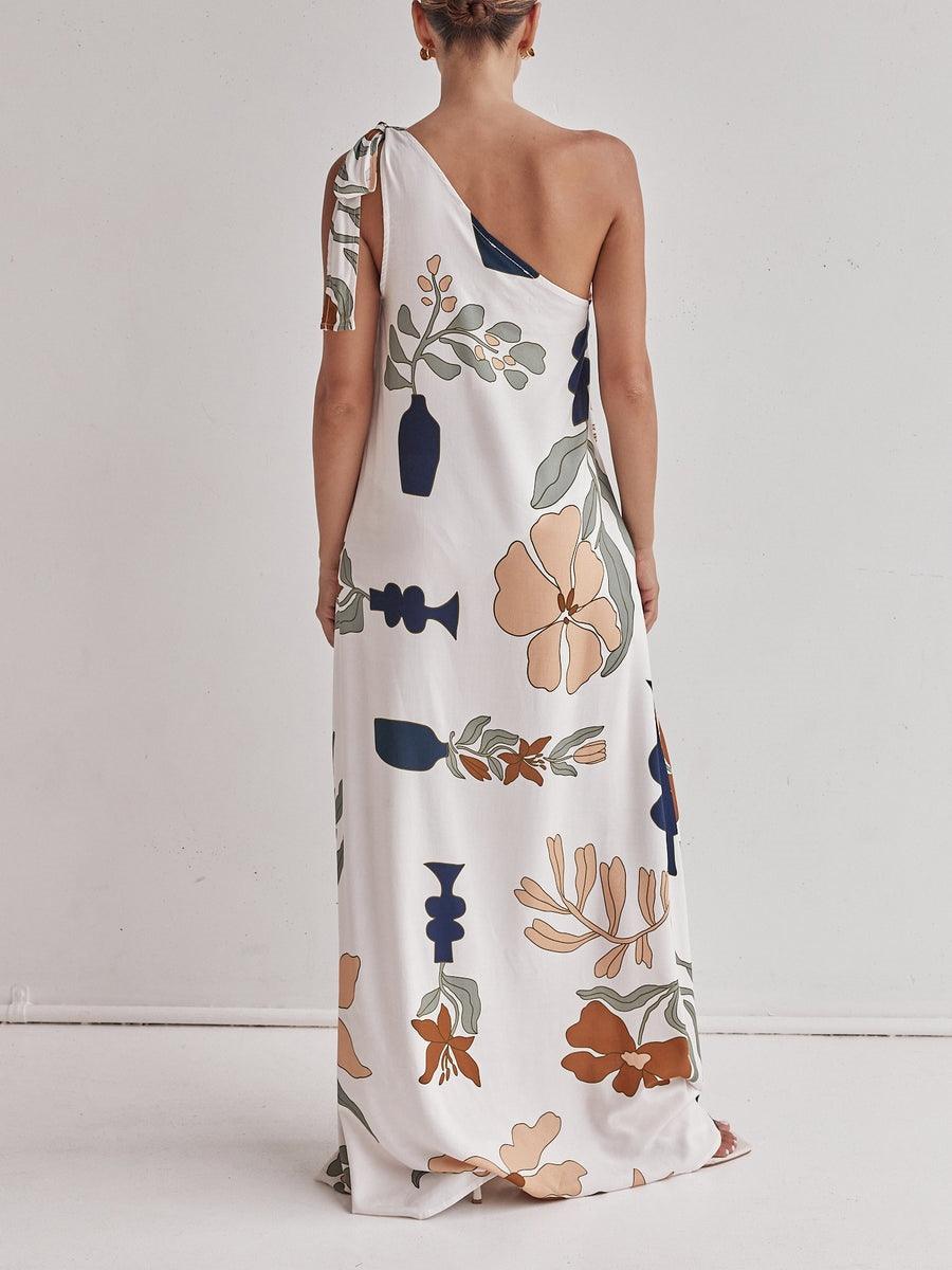Bedrucktes Maxikleid mit einem Schulterträger