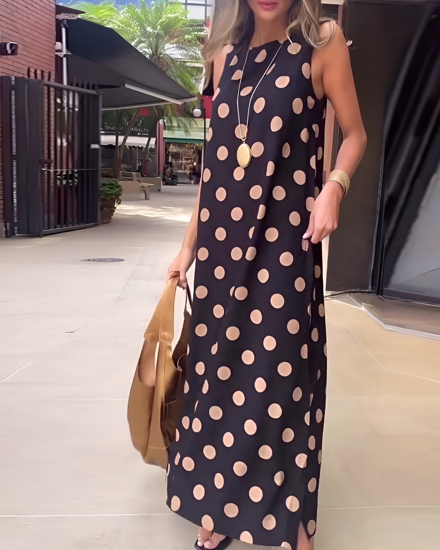 Roxane | Maxikleid mit Schlitz und Punkten