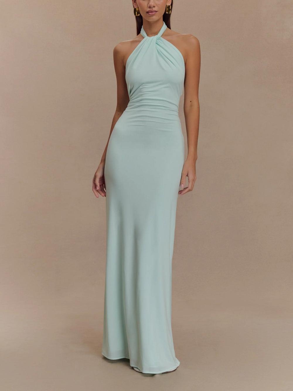 Slinky Halter Maxi Kleid - Marineblau