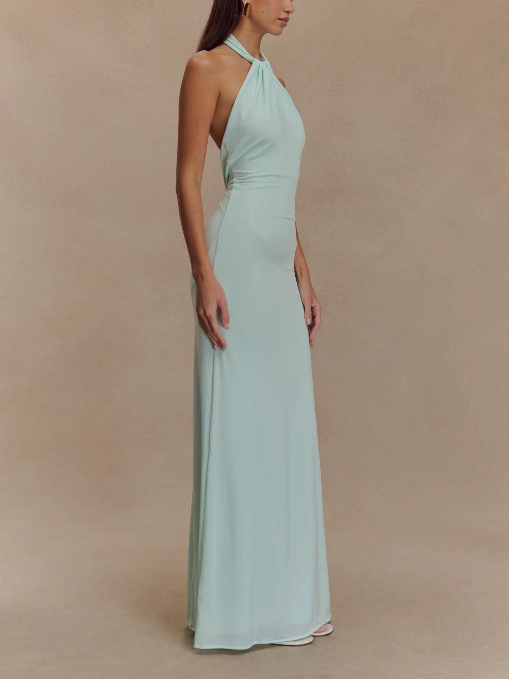 Slinky Halter Maxi Kleid - Lagune