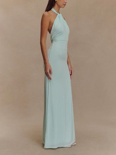 Slinky Halter Maxi Kleid - Lagune