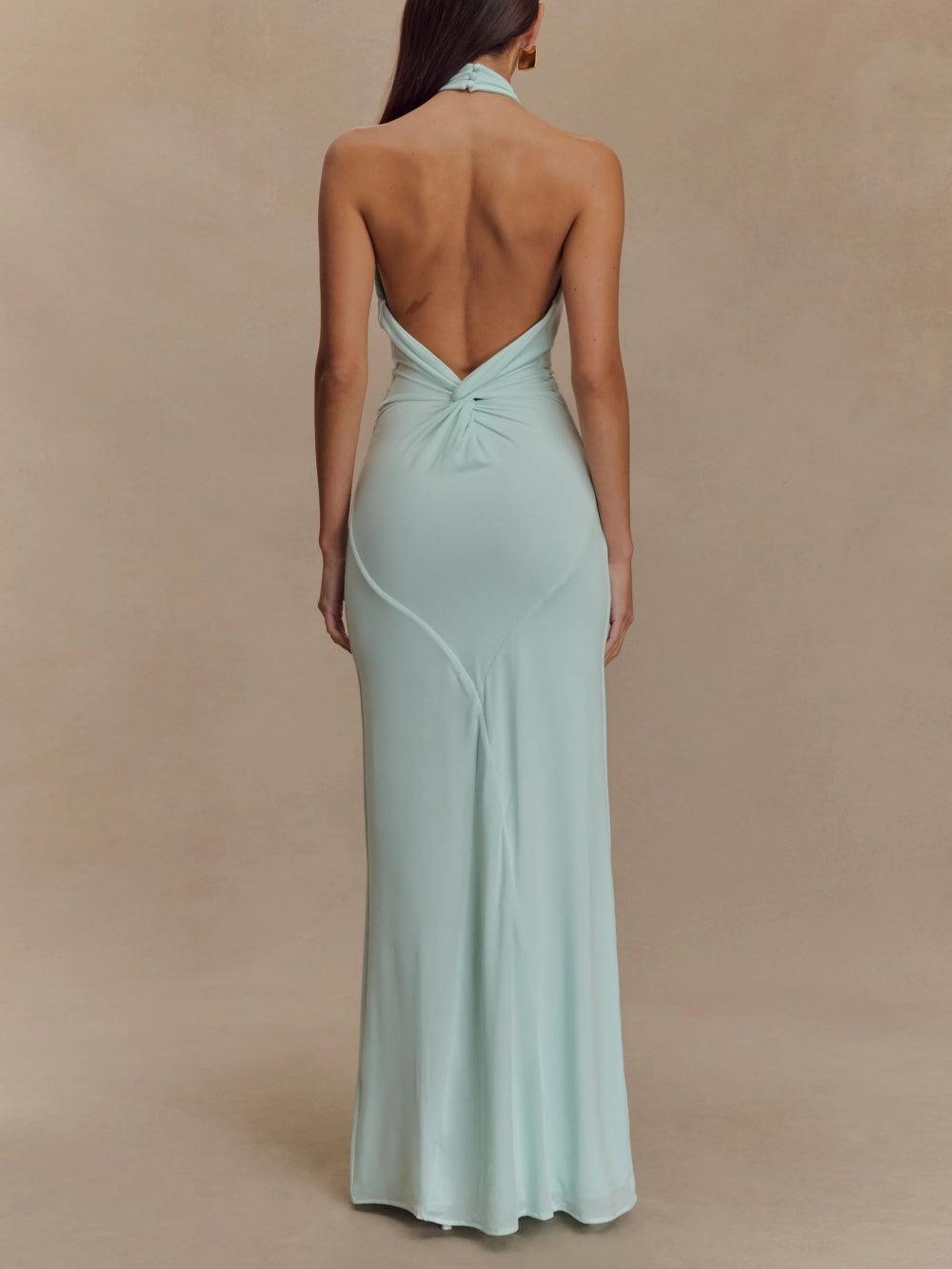 Slinky Halter Maxi Kleid - Lagune