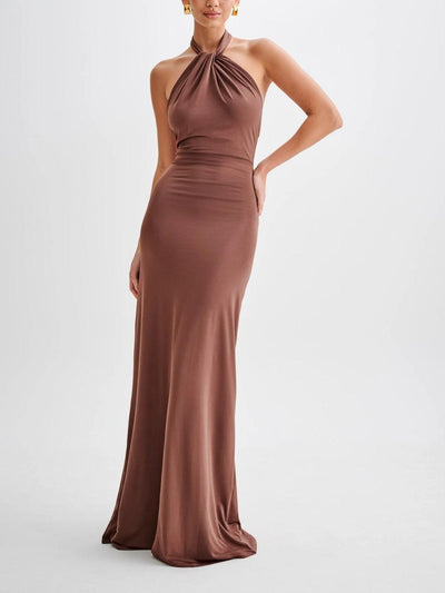 Slinky Halter Maxi Kleid - Marineblau