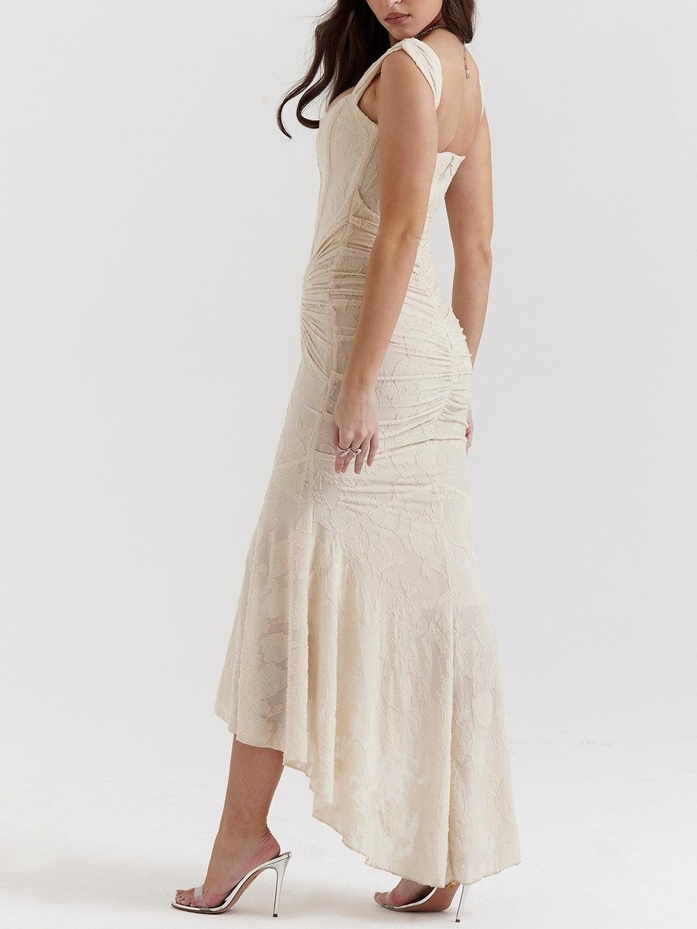 Weißes Glocken-blumiges Maxikleid