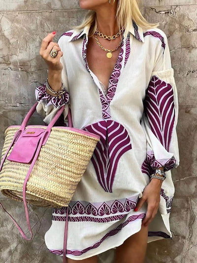 Einfaches einzigartiges Druck-Herbst-Minikleid