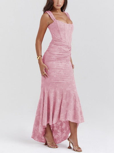 Blaue Glockenblume Floral Maxi-Kleid