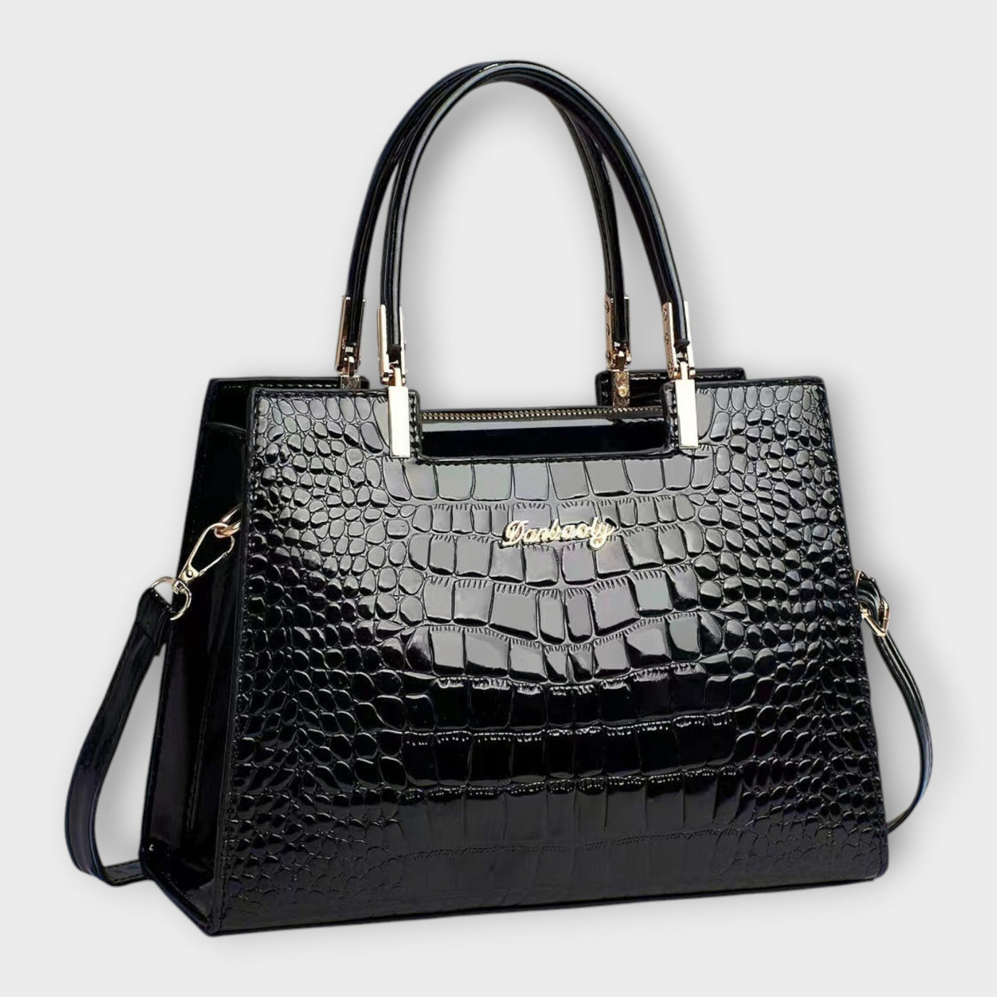 Olivia - Glänzende Krokodilprägung Handtasche