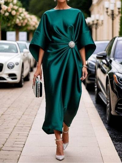 Luxe Shimmer Satin Lange Kleid
