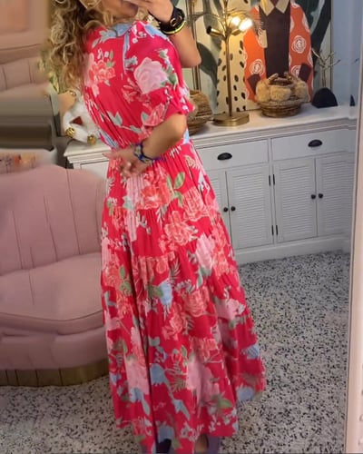 Isabeau - Bequeme lange Kleid mit V-Ausschnitt und Taschen
